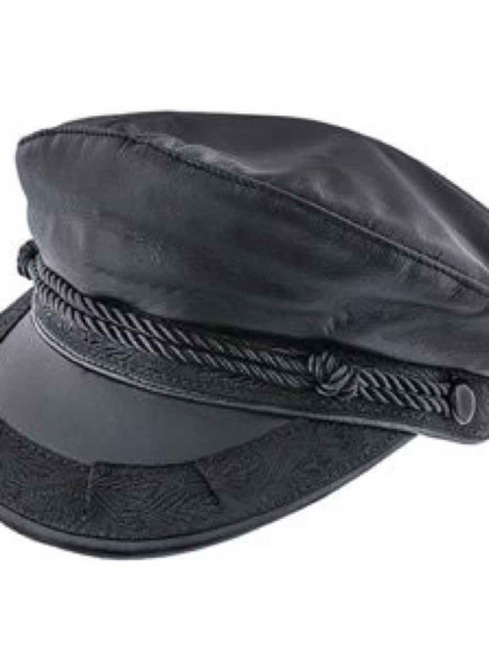The Cast NYC Greek fisherman black leather hat size Medium - Picture 2 of 5